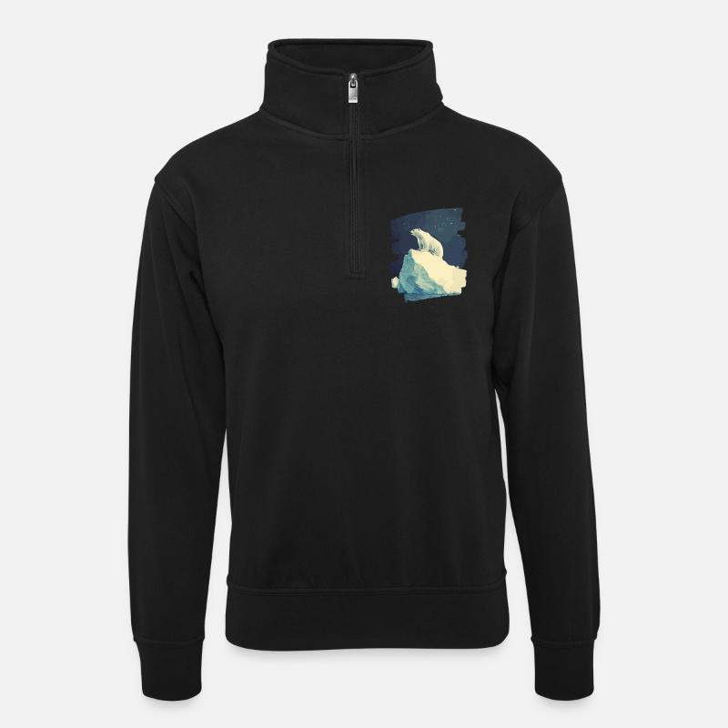 Eisbär - Unisex Pullover mit Zip-Kragen - Schwarz