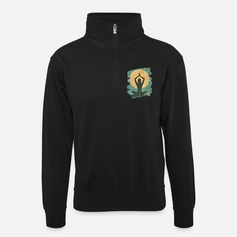 Yoga Namaste Meditation - Unisex Pullover mit Zip-Kragen - Schwarz