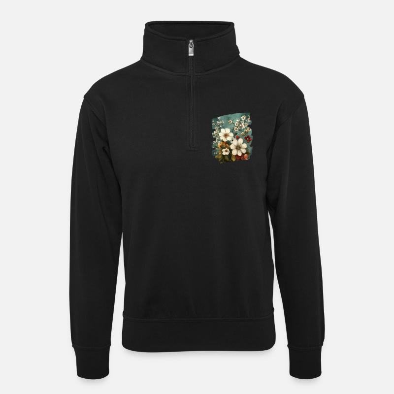 Spring Spring Beginning Flower Flowers - Unisex sweater with zip collar - black