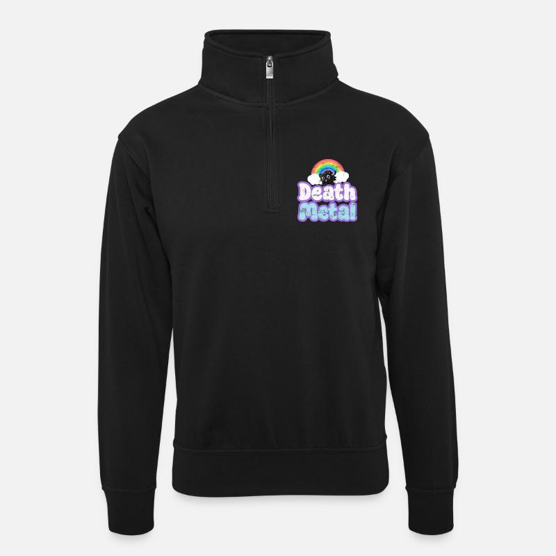 Death Metal - Unisex Pullover mit Zip-Kragen - Schwarz
