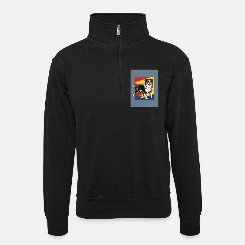 Australischer Schäferhund - Unisex Pullover mit Zip-Kragen - Schwarz