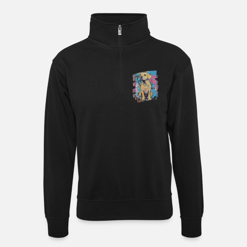 Labrador - Unisex Pullover mit Zip-Kragen - Schwarz