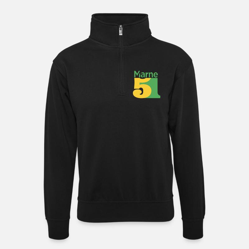51 - Unisex Pullover mit Zip-Kragen - Schwarz