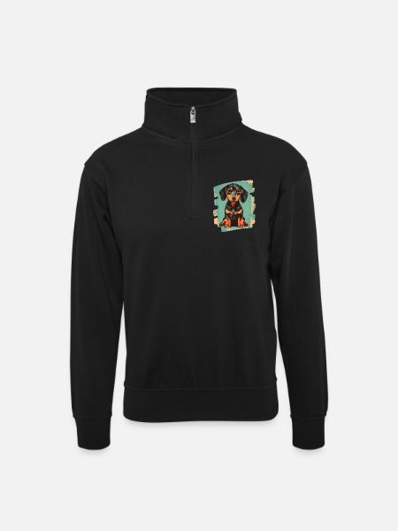 Teckel Dackel - Sweat col montant zippé unisexe - noir