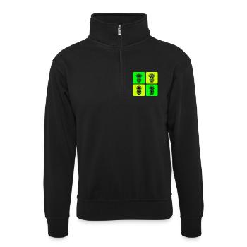 Pop Art Ananas - Unisex Pullover mit Zip-Kragen - Schwarz - Vorne