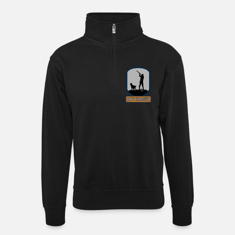 Opa Jäger - Unisex Pullover mit Zip-Kragen - Schwarz