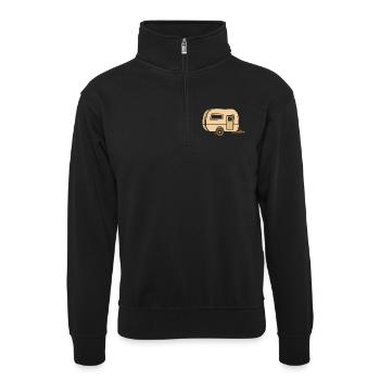 QEK Camping Car - Camper Vehicle in Cartoon Style - Unisex sweater with zip collar - black - Front