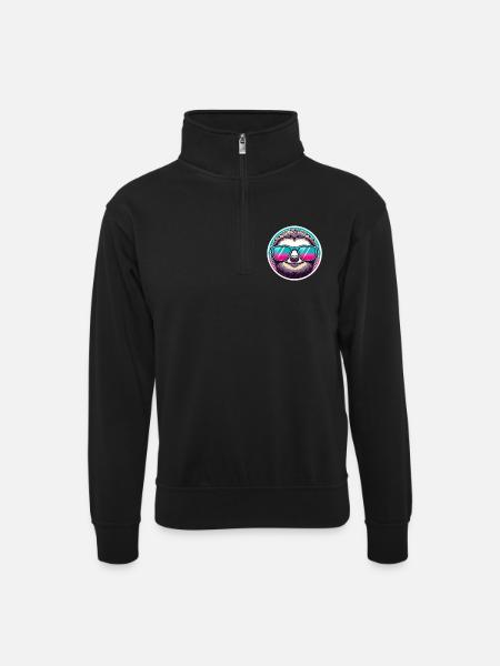 Sloth with sunglasses in pastel - Unisex sweater with zip collar - black