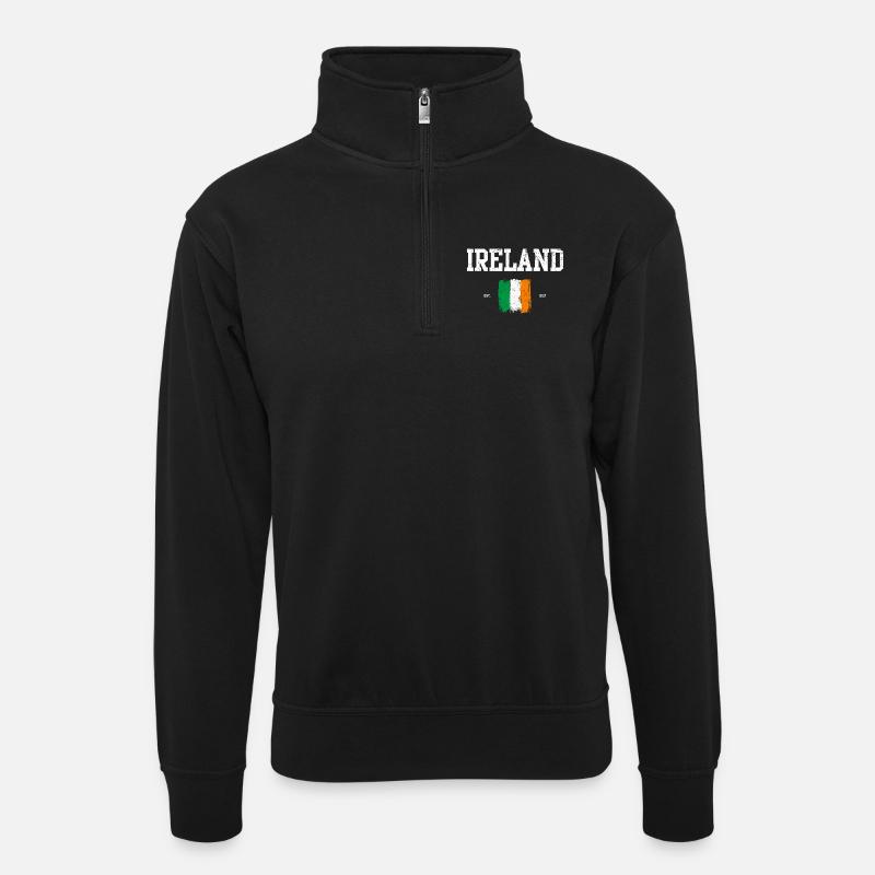 Drapeau de l’Irlande Brushstroke Design - Sweat col montant zippé unisexe - noir