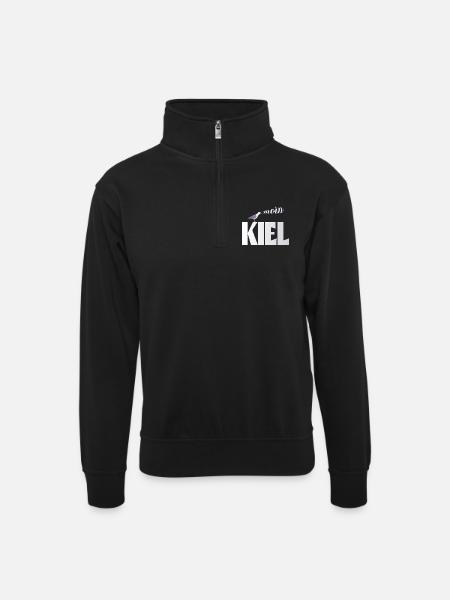 Kiel Möwe & Moin Design - Unisex Pullover mit Zip-Kragen - Schwarz