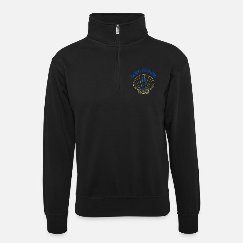 Eat Sleep walk repeat - Unisex Pullover mit Zip-Kragen - Schwarz