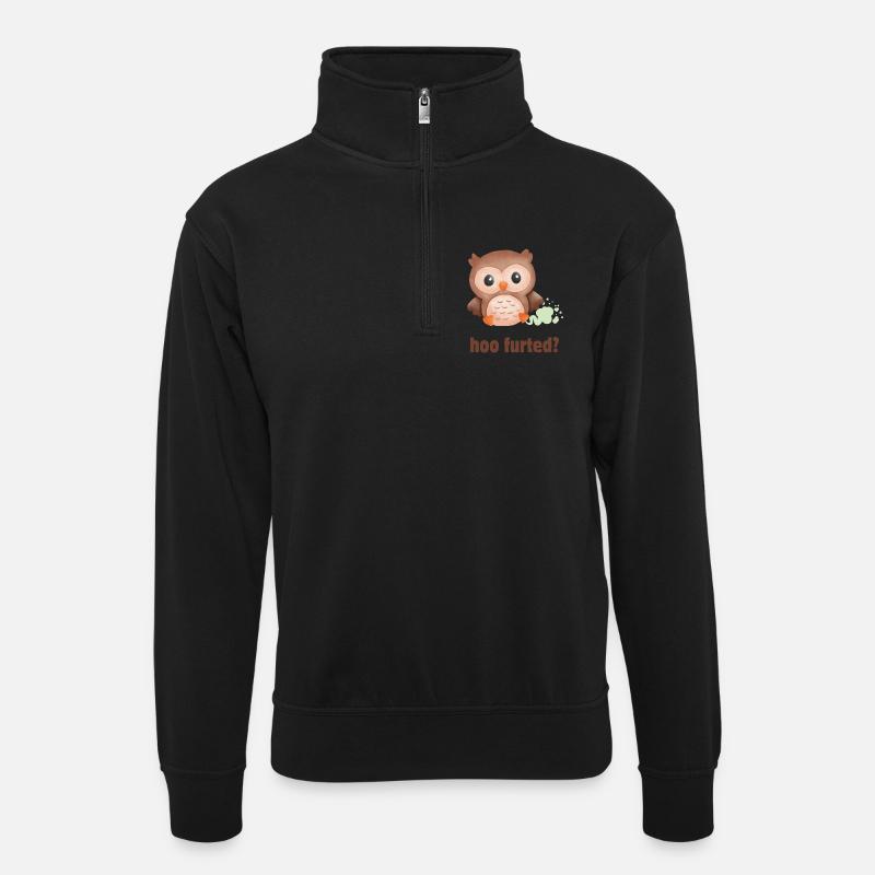 Hoo Furted Owl Gioco di parole - Maglia unisex con colletto con zip - nero