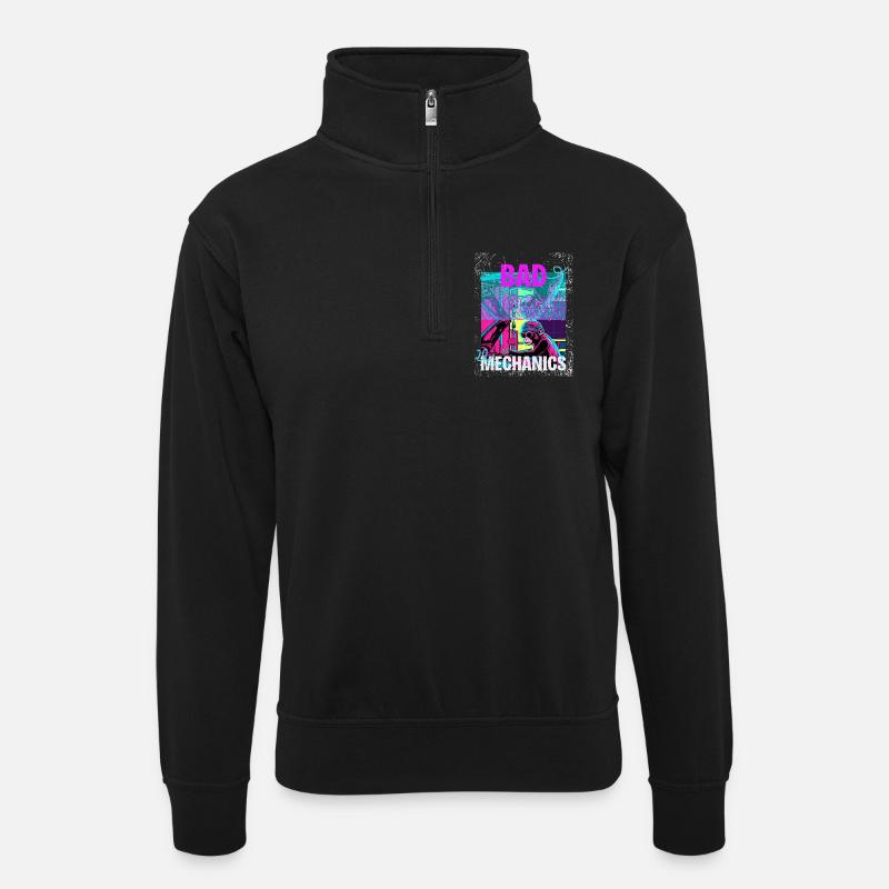 Bad Mechanics – Monkey Garage Style - Unisex sweater with zip collar - black