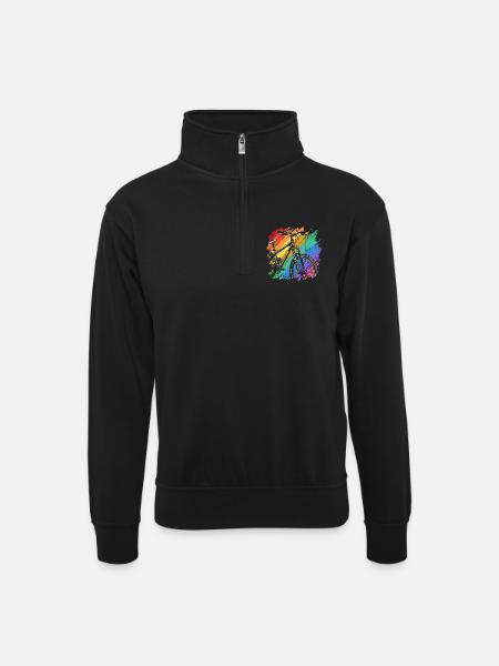 Vibrant Bicycle Art Print - Unisex sweater with zip collar - black