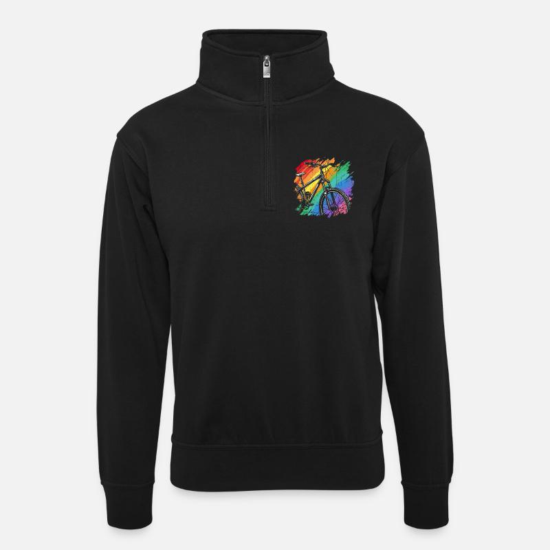Impression d’art de vélo vibrant - Sweat col montant zippé unisexe - noir