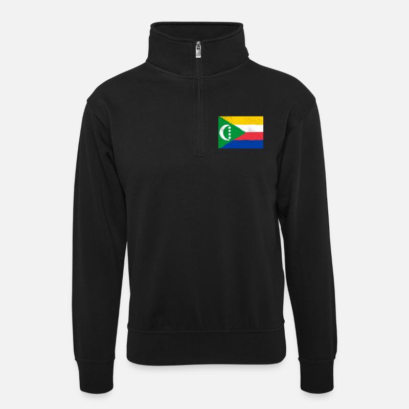 Drapeau des Comores - Sweat col montant zippé unisexe - noir