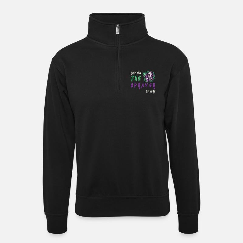 Keep Calm – The Sprayer - Unisex Pullover mit Zip-Kragen - Schwarz