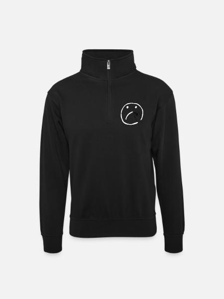 Sad face - Unisex sweater with zip collar - black