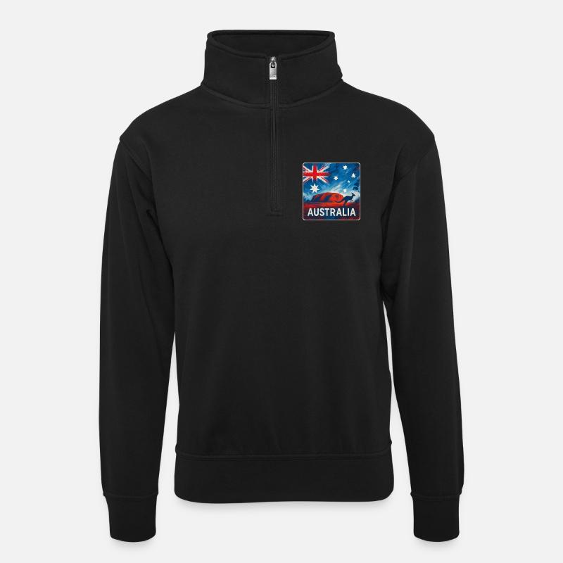 Australia Outback Design - Unisex sweater with zip collar - black