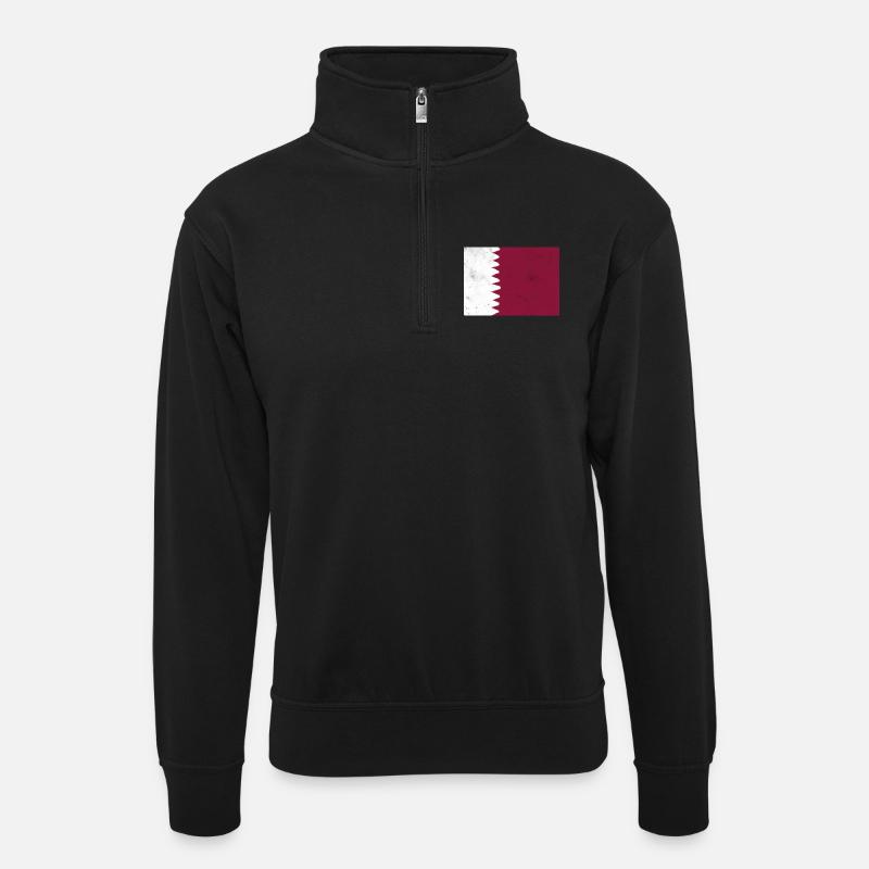 Drapeau du Qatar - Sweat col montant zippé unisexe - noir