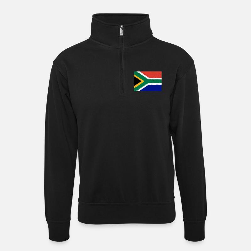 Drapeau de l’Afrique du Sud - Sweat col montant zippé unisexe - noir