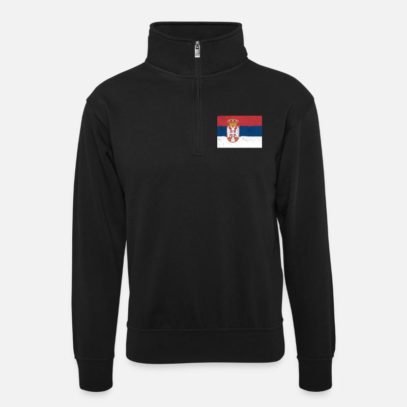 Drapeau de la Serbie - Sweat col montant zippé unisexe - noir