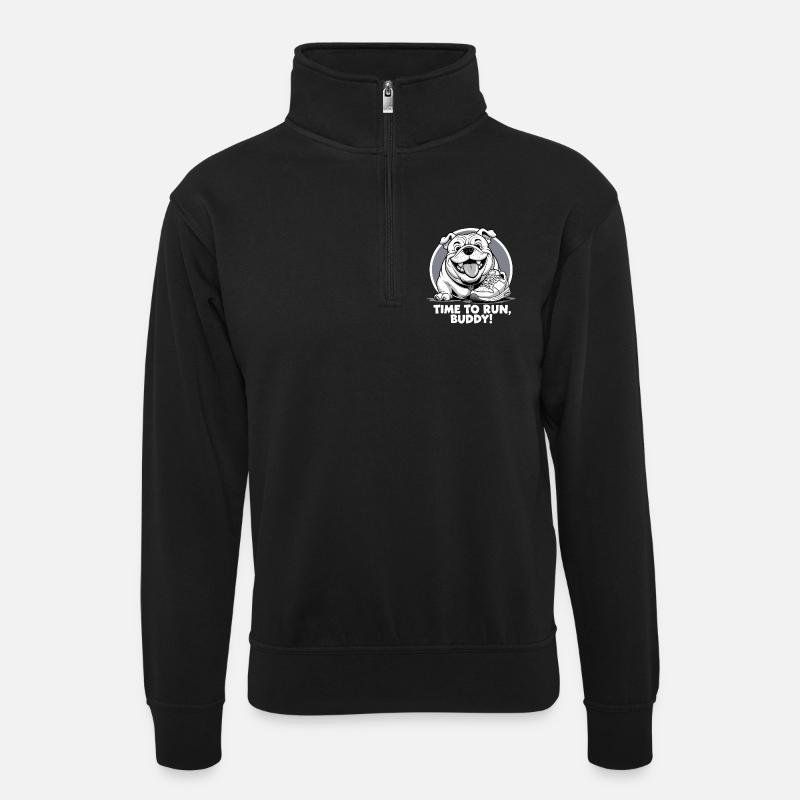 Ausgeführte - Unisex Pullover mit Zip-Kragen - Schwarz