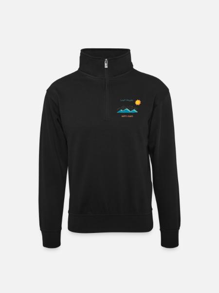 Lost? Maybe. Happy? Always - Unisex sweater with zip collar - black
