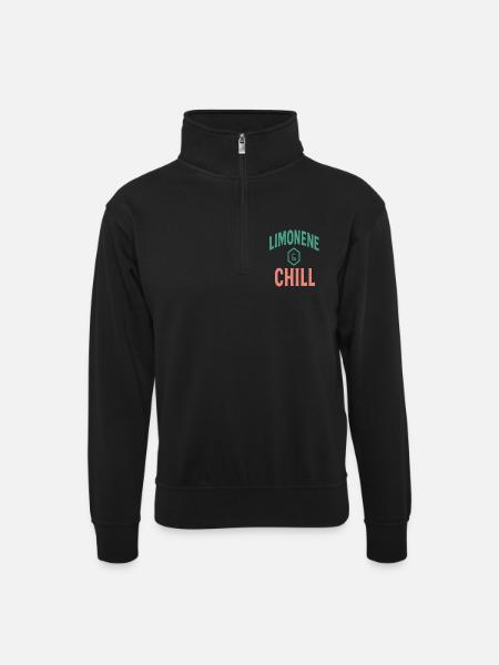 Limonen & Chill Citrus Vibes - Unisex Pullover mit Zip-Kragen - Schwarz