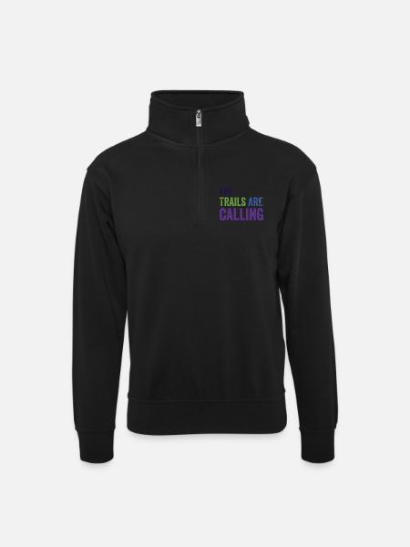 The Trails Are Calling - Unisex sweater with zip collar - black