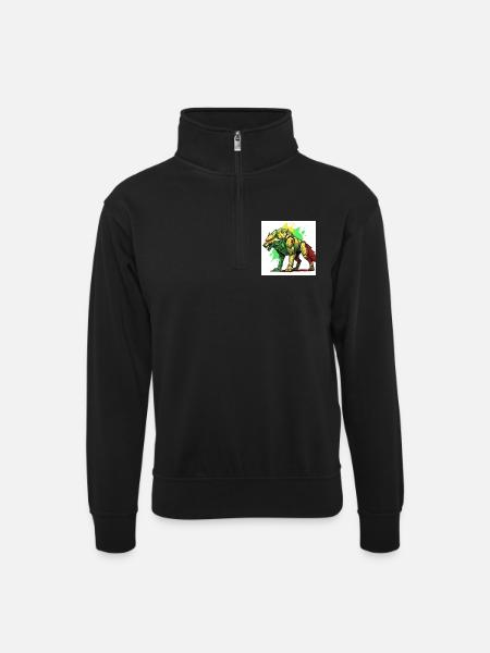 Futuristischer Löwe mit Cyborg-Design - Unisex Pullover mit Zip-Kragen - Schwarz