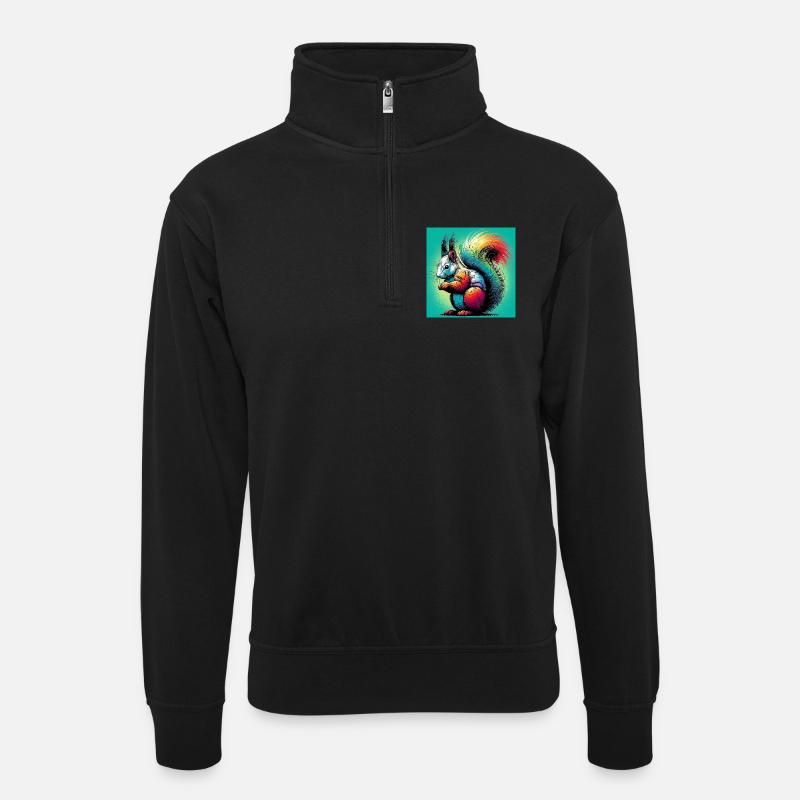 écureuil - Sweat col montant zippé unisexe - noir