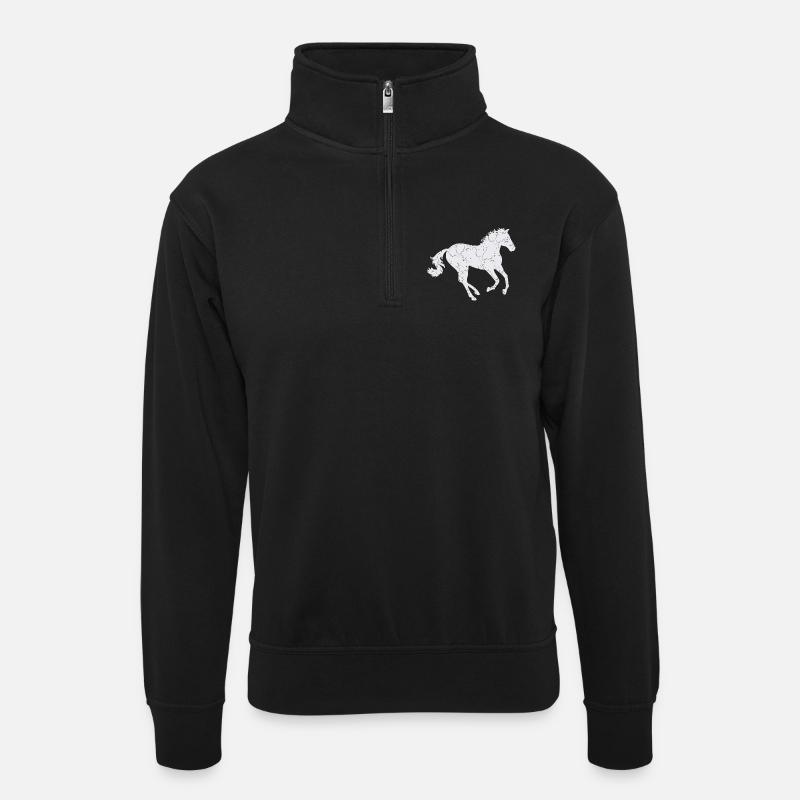 Cheval blanc au galop - Sweat col montant zippé unisexe - noir