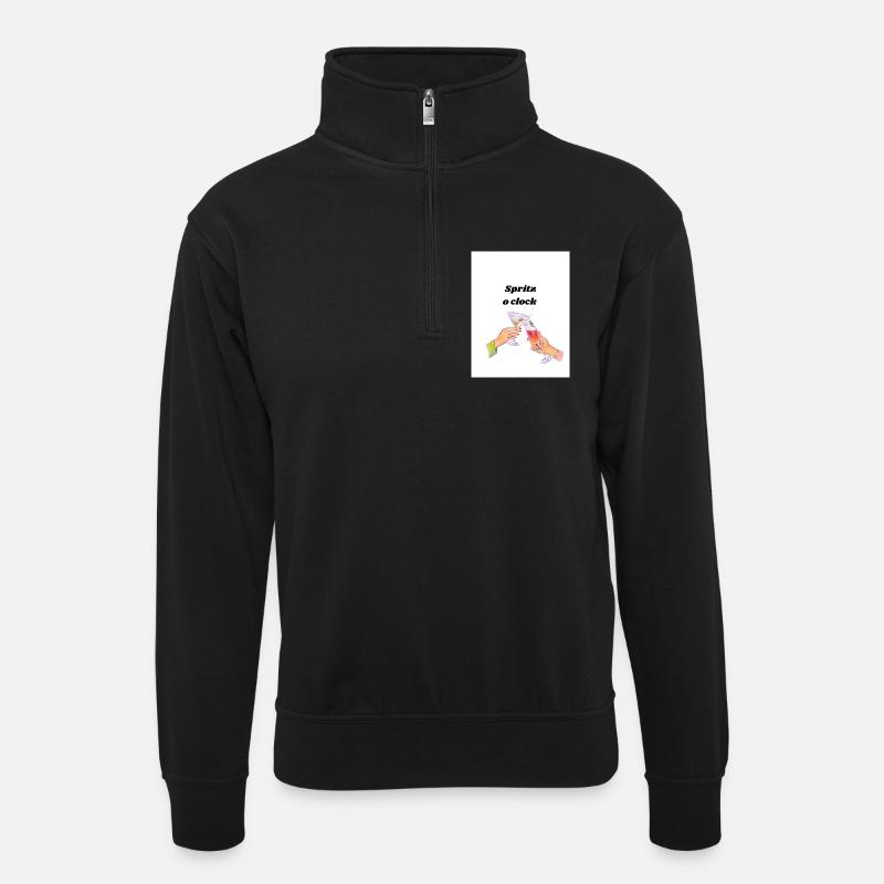 Spritz o clock  - Unisex Pullover mit Zip-Kragen - Schwarz