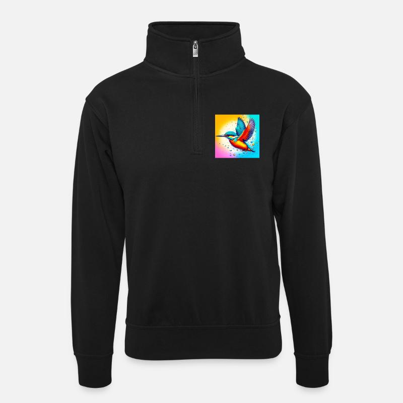 Eisvogel - Unisex Pullover mit Zip-Kragen - Schwarz