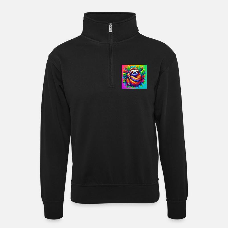 sloth - Unisex sweater with zip collar - black