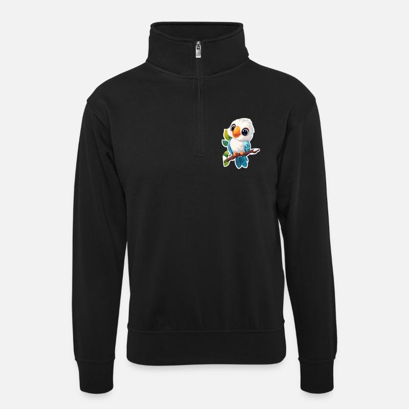 Kakadu - Unisex Pullover mit Zip-Kragen - Schwarz