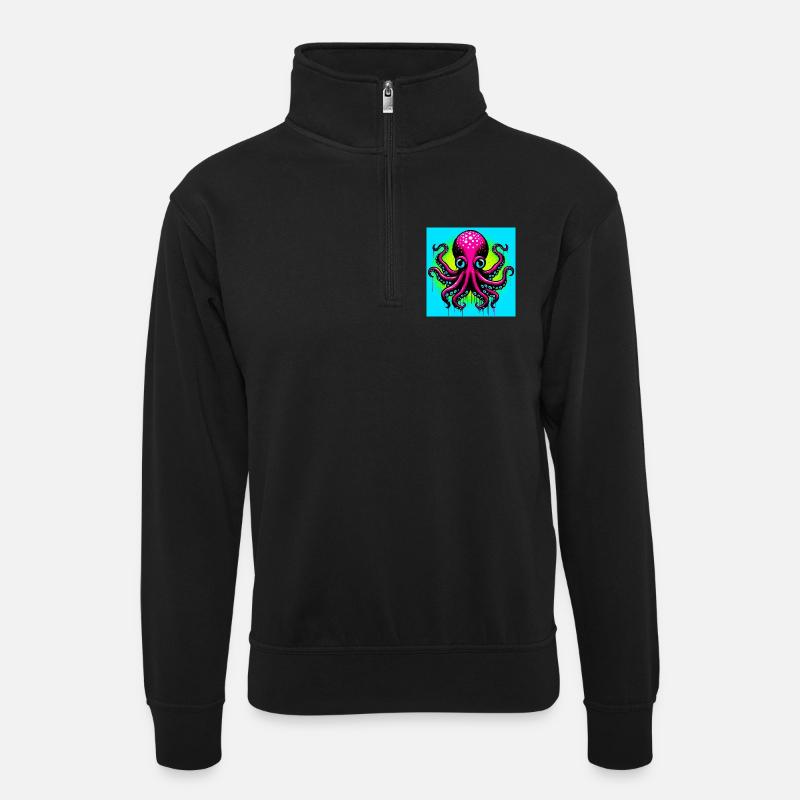 Octopus - Unisex sweater with zip collar - black