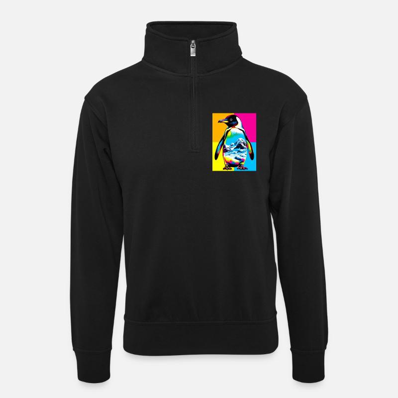 pingouin - Sweat col montant zippé unisexe - noir