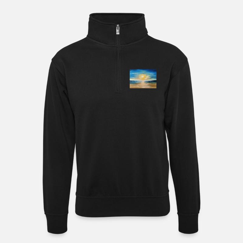 Sunset Reflection Over Calm Waters - Unisex sweater with zip collar - black
