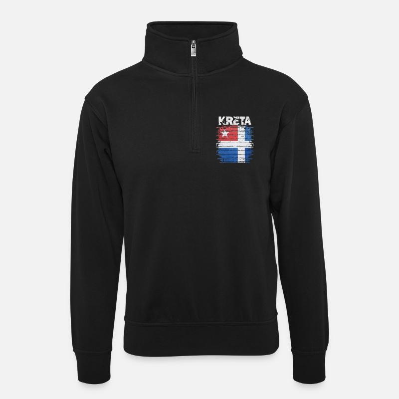 Drapeau de la Crète Impression d’art - Sweat col montant zippé unisexe - noir