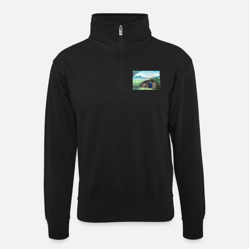 Tolkien Hole Landschaftskunst - Unisex Pullover mit Zip-Kragen - Schwarz