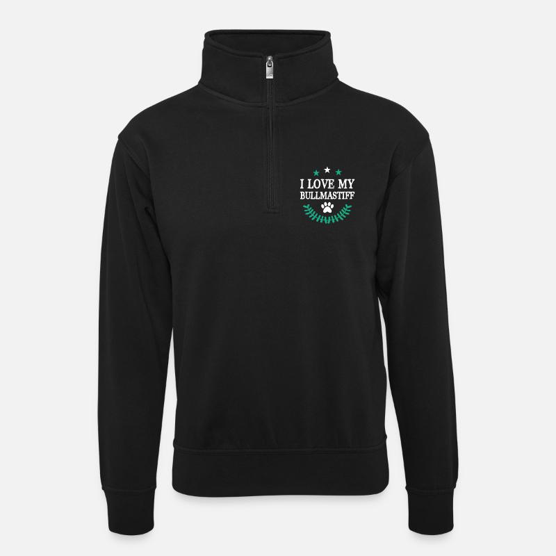 BULLMASTIFF - Unisex Pullover mit Zip-Kragen - Schwarz