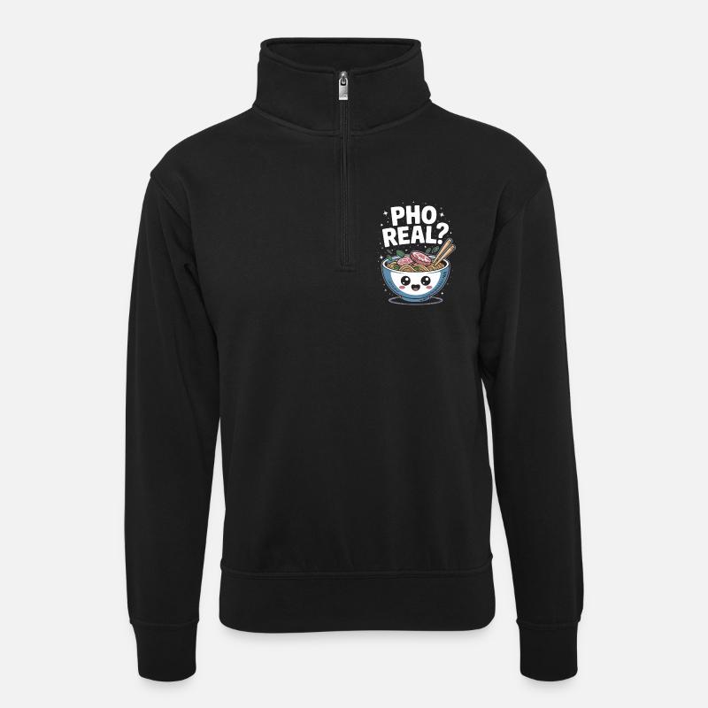 Pho Real Vietnamese Soup Pho - Unisex sweater with zip collar - black
