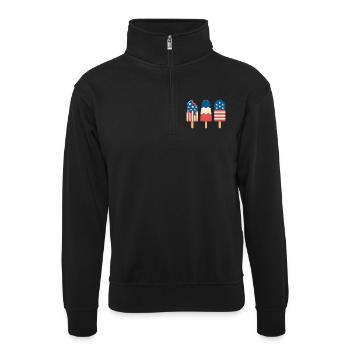 Cream Lover Independence Day 4th of July - Unisex Pullover mit Zip-Kragen - Schwarz - Vorne