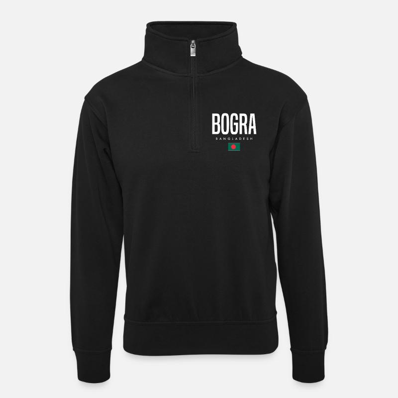Bogra Bangladesch - Unisex Pullover mit Zip-Kragen - Schwarz