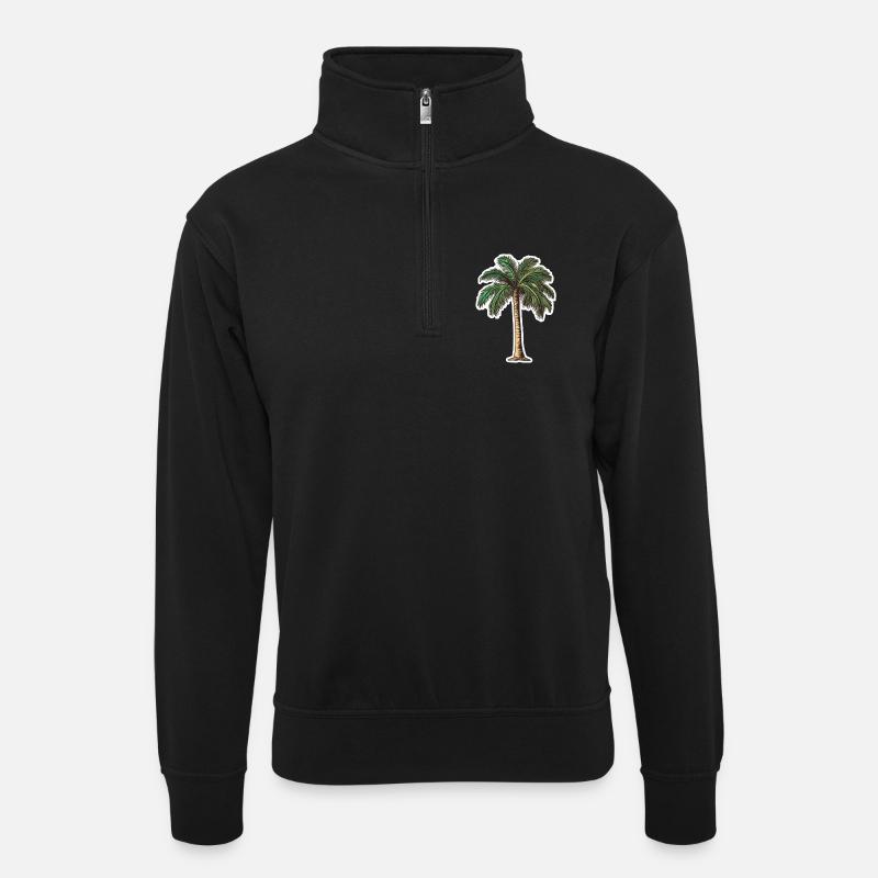 Palme - Unisex Pullover mit Zip-Kragen - Schwarz