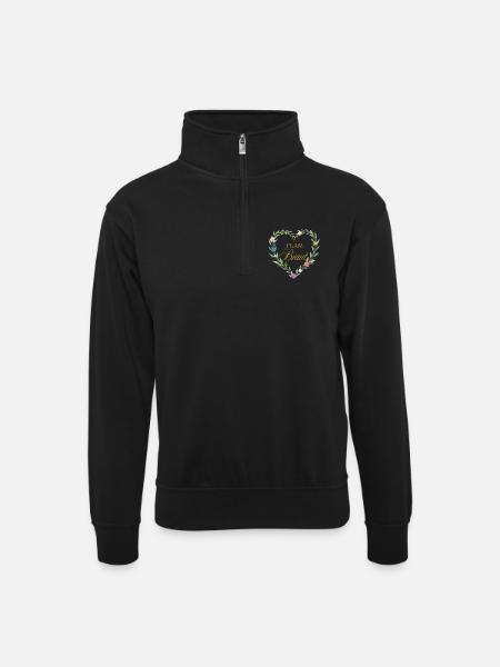 Team Bride! Heart - Unisex sweater with zip collar - black