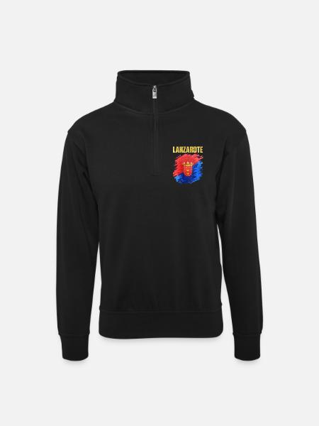Lanzarote Island Coat of Arms Design - Unisex sweater with zip collar - black