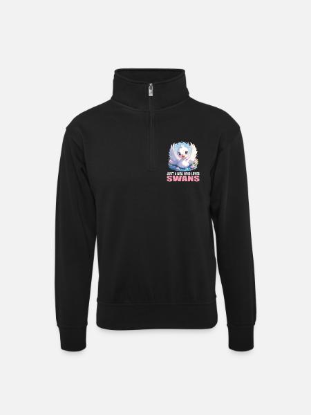 Swans Swan - Unisex sweater with zip collar - black